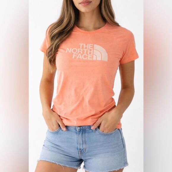 The North Face Tops - The North Face Women’s Coral Orange Slim Fit Logo Tee Shirt Size S EUC